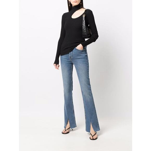 Anine Bing Victoria Top Ribbed Knit Cutout Long Sleeve Turtleneck Black Size XS - Picture 10 of 10